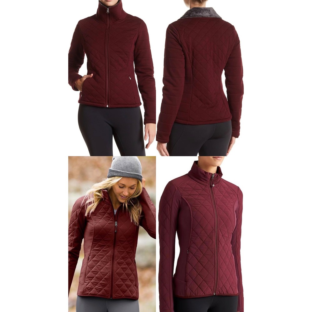 The North Face Agave Quilted Full Zip Fleece Lined Jacket Burgundy Womens Medium